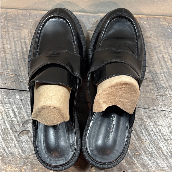 Tony Bianco Black Leather Loafer Slip On Mules - Picture 4 of 11